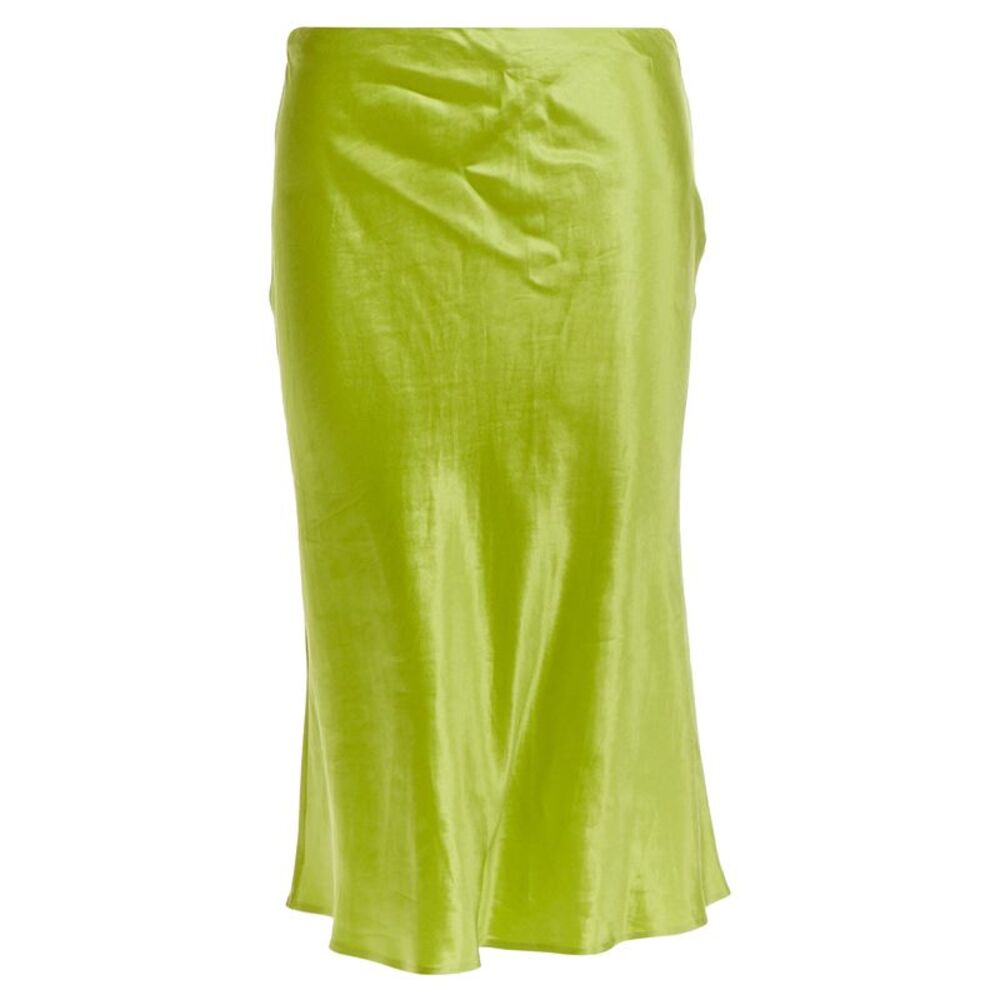 Prada fern green satin triangle padded logo trailing skirt